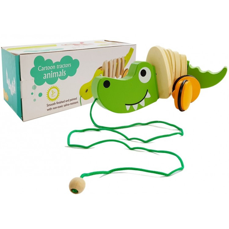 Krokodíl na kolieskach 18 cm - drevený, zelený Krokodíl na kolieskach 18 cm - drevený, zelený